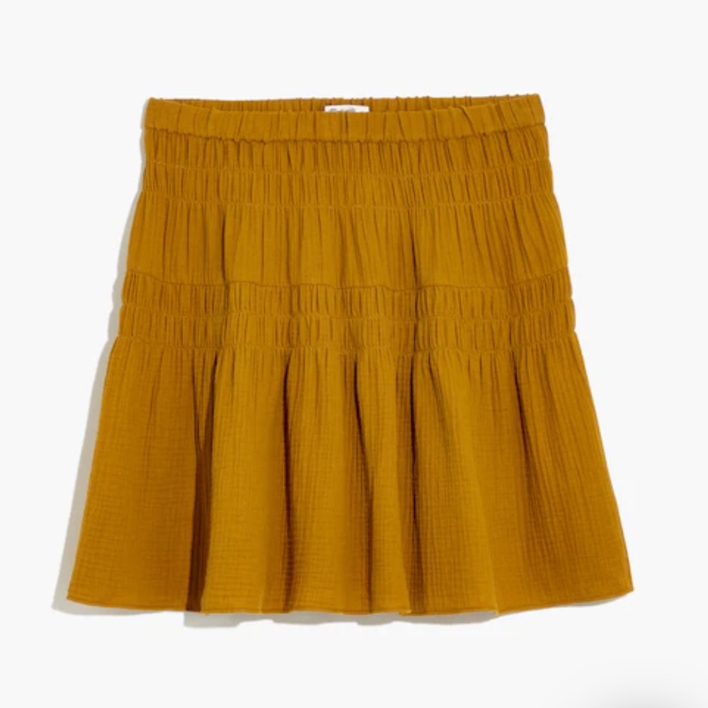 Madewell Double-Gauze Smocked Mini Skirt M